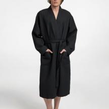 Халат вафельный Kimono, черный / Миниатюра модельного (1000)