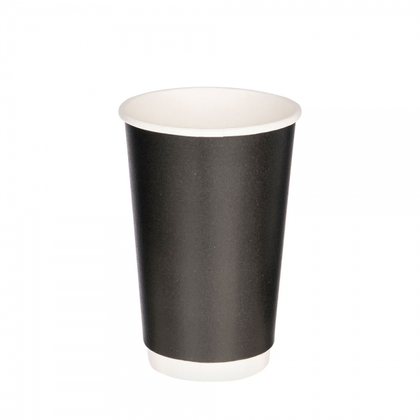 Двухслойный черный бумажный стакан, 400 мл