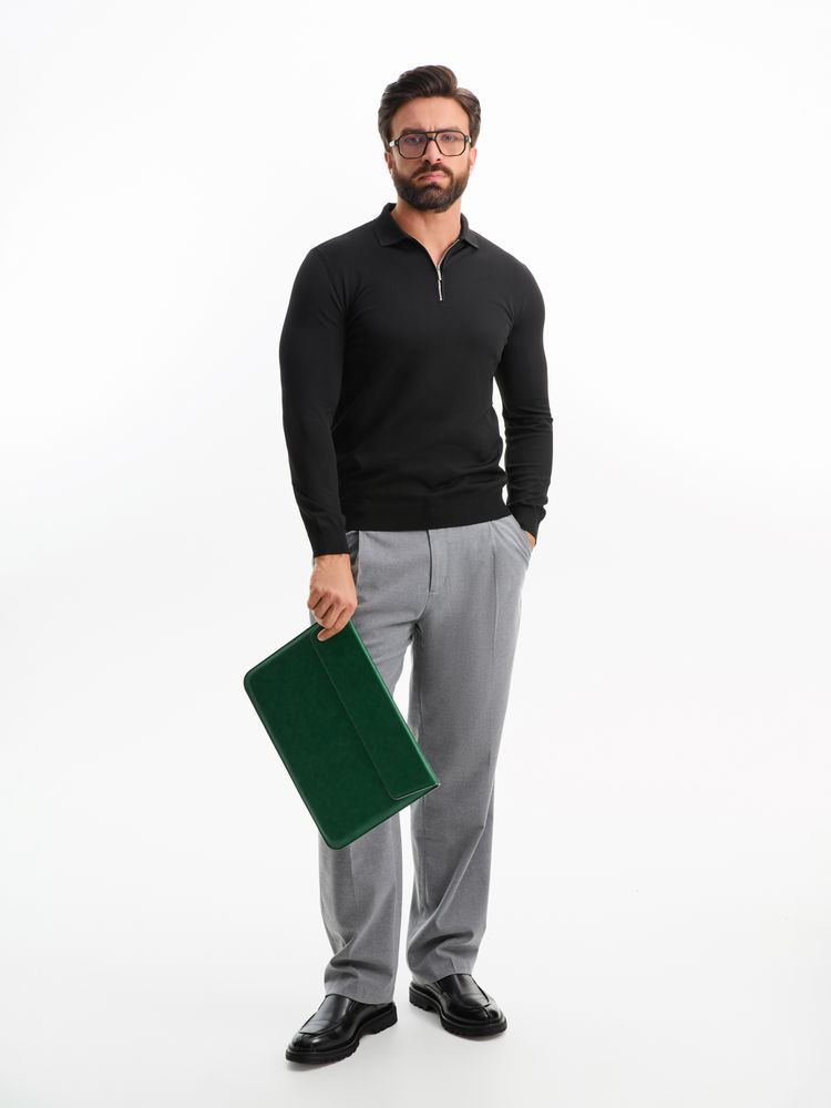 Рубашка поло мужская с длинным рукавом Terrazzo, черная / Миниатюра имиджевого (1000)