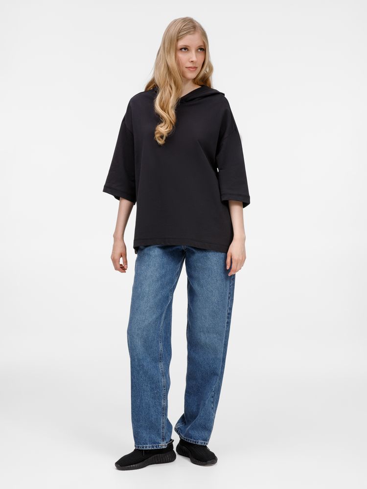 Футболка оверсай унисекс с капюшоном Neofit, черная / Миниатюра модельного (1000)