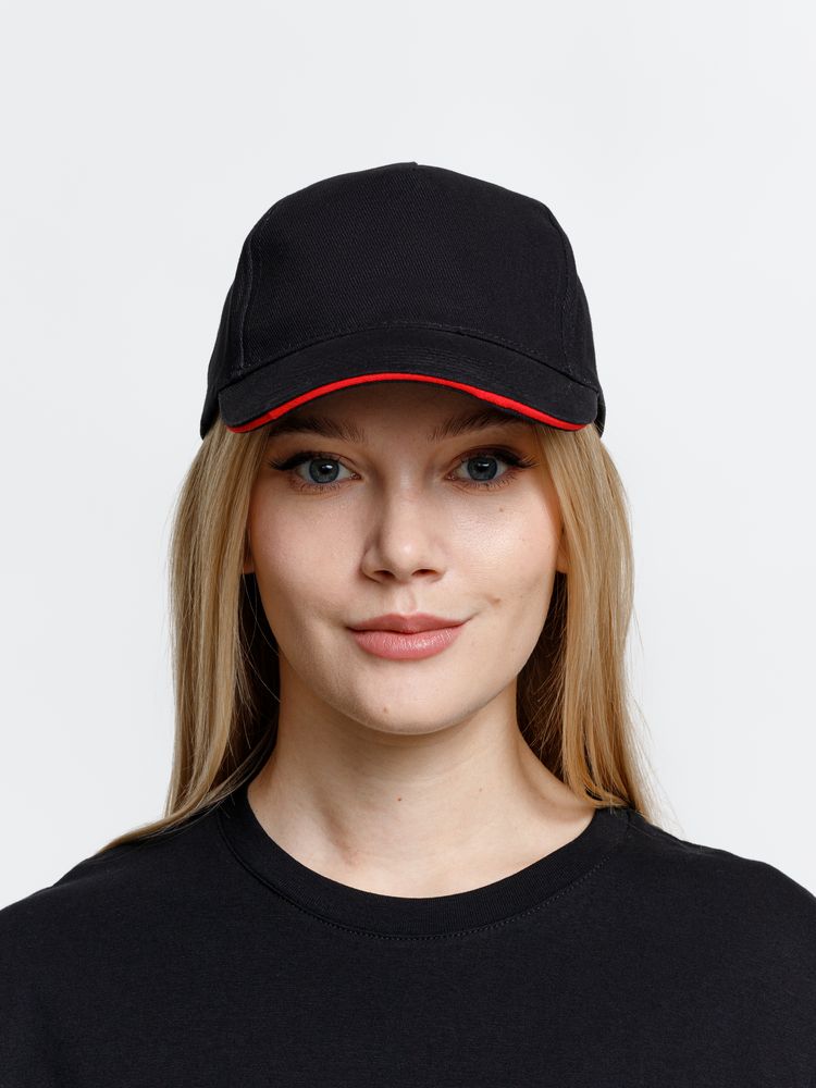 Бейсболка Long Beach, черная с красным / Миниатюра модельного (1000)
