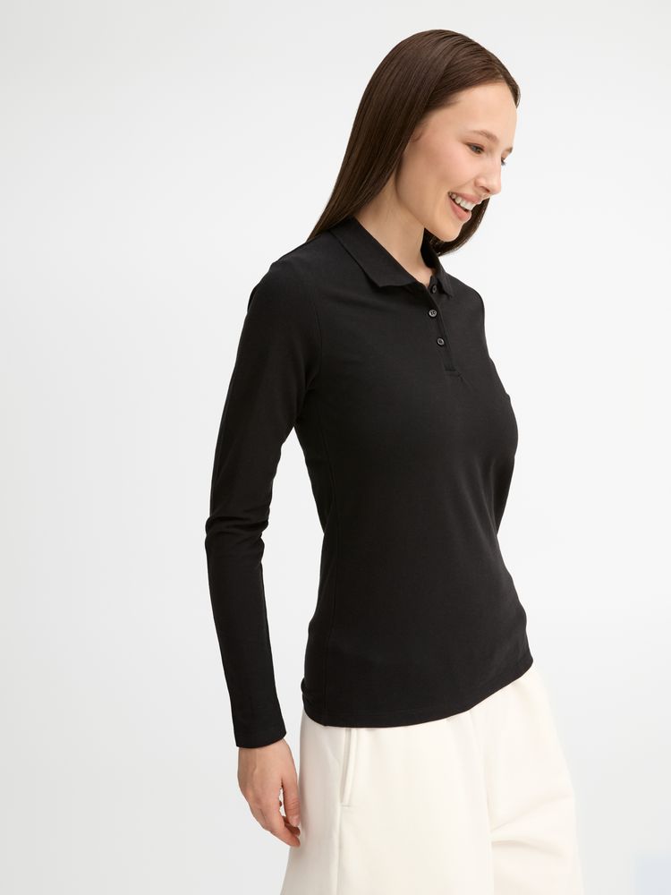 Рубашка поло женская с длинным рукавом Perfect LSL Women, черная / Миниатюра модельного (1000)