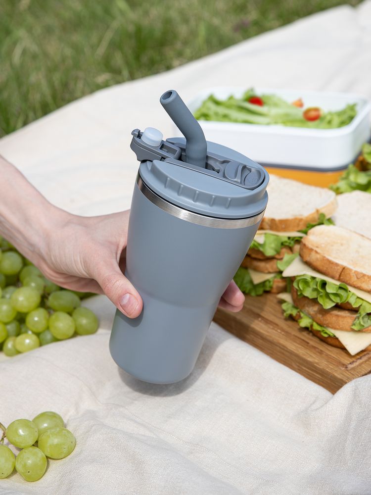 Термостакан Sapporo без логотипа, серый / Миниатюра имиджевого (1000)