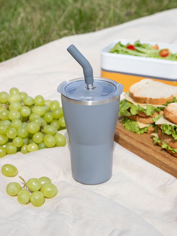 Термостакан Sapporo без логотипа, серый / Миниатюра имиджевого (1000)