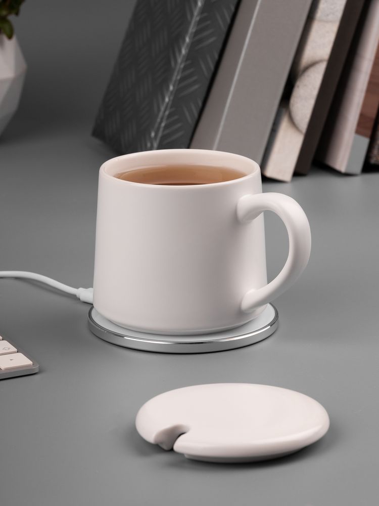 Кружка с подогревом и беспроводной зарядкой Dual Base ver. 2.0 matt, белая / Миниатюра имиджевого (1000)