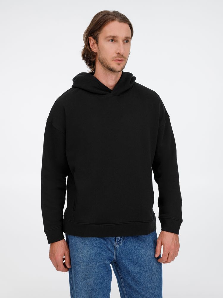 Худи оверсайз унисекс Tolla, черное / Миниатюра модельного (1000)