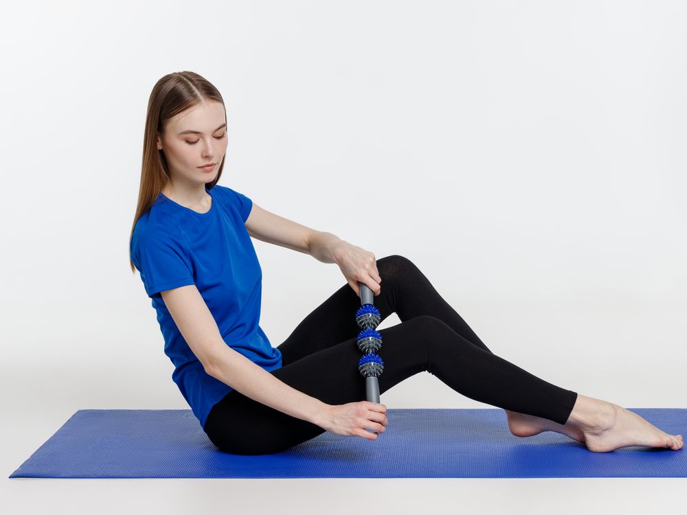 Ручной МФР-массажер Tres Picos, серый с синим / Миниатюра модельного (1000)