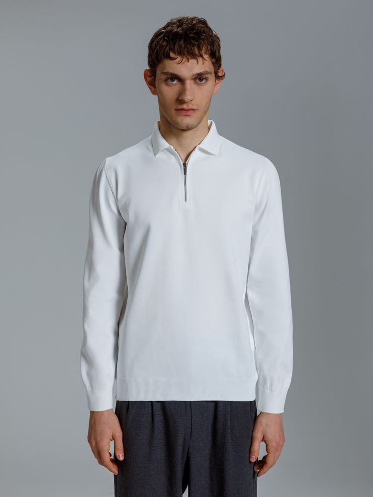 Рубашка поло мужская с длинным рукавом Terrazzo, белая / Миниатюра модельного (1000)