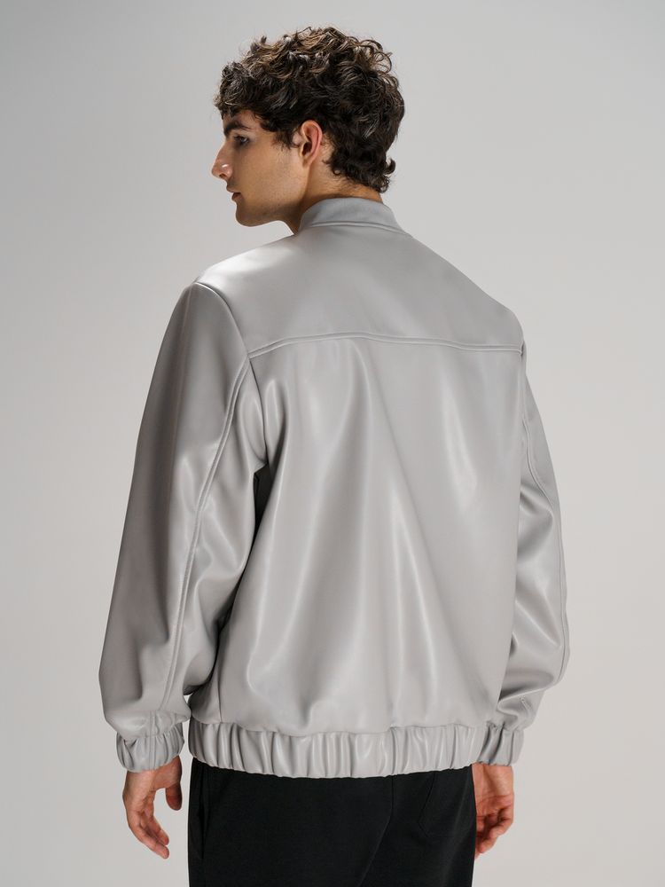 Бомбер из искусственной кожи Univer, серый / Миниатюра модельного (1000)