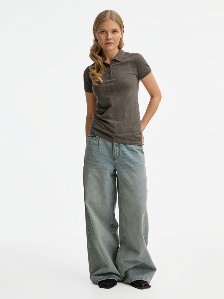 Рубашка поло женская Brandy Women, темно-серая с белым / Миниатюра модельного (1000)