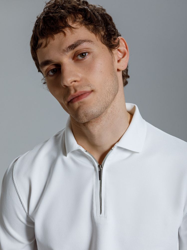 Рубашка поло мужская с длинным рукавом Terrazzo, белая / Миниатюра модельного (1000)