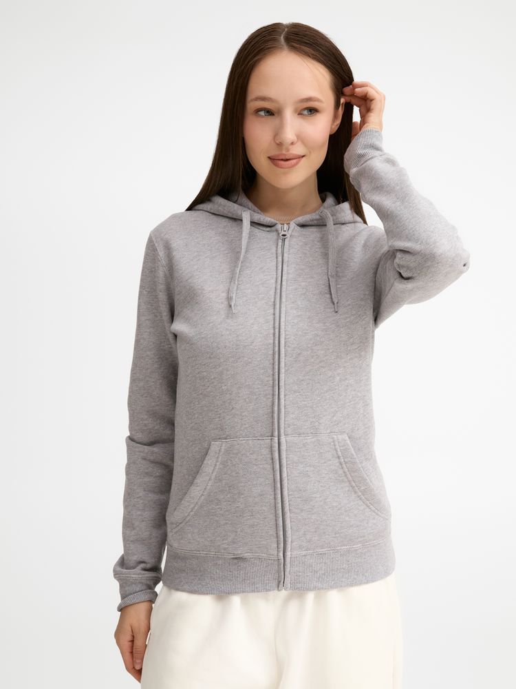 Толстовка женская на молнии с капюшоном Seven Women, серый меланж / Миниатюра модельного (1000)