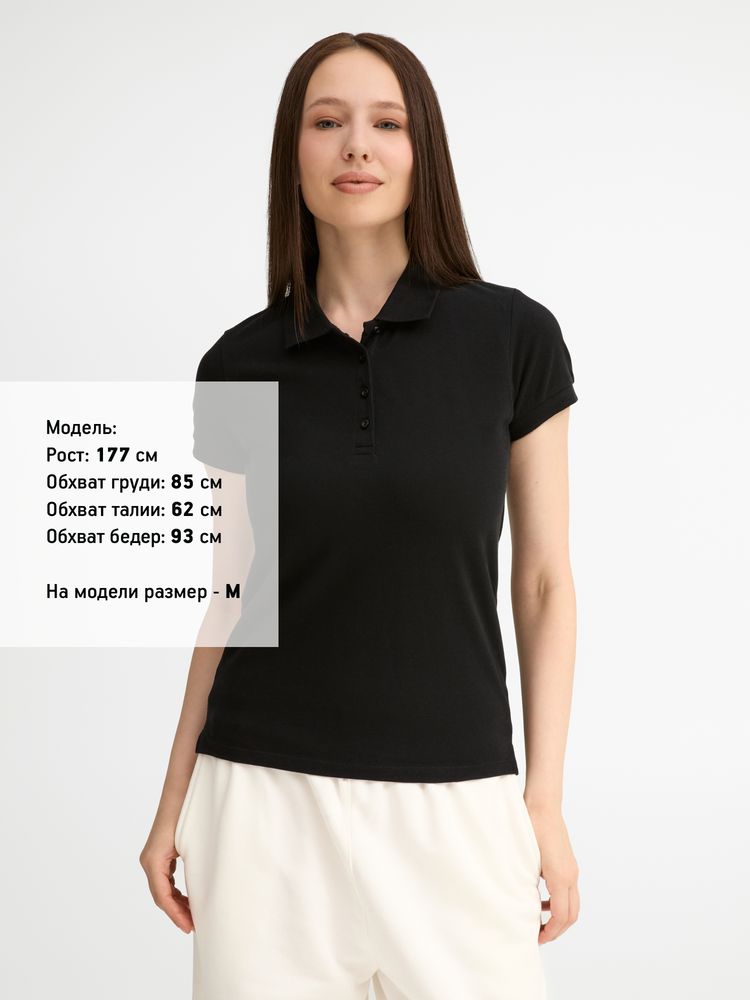 Рубашка поло женская People 210, черная / Миниатюра модельного (1000)
