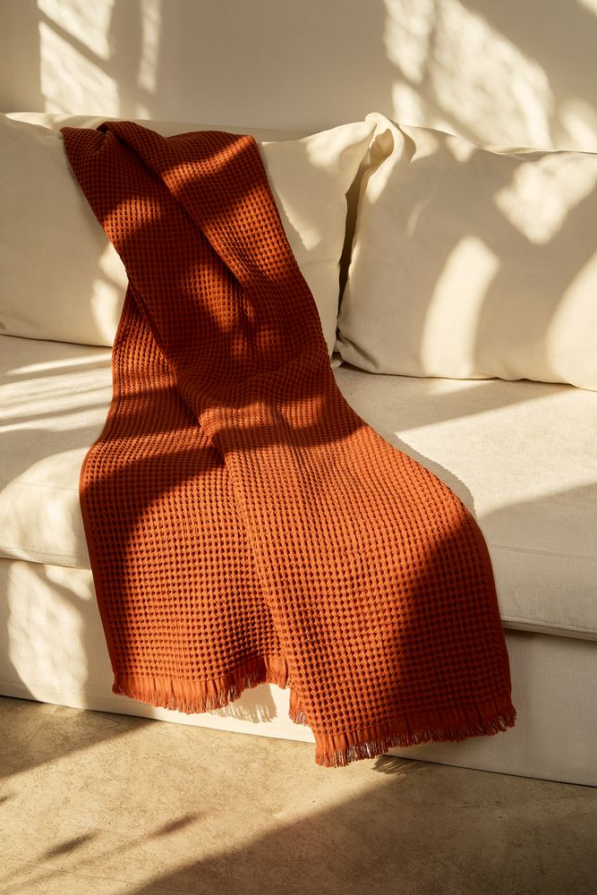 Плед вафельный Elenglect, оранжевый / Миниатюра имиджевого (1000)