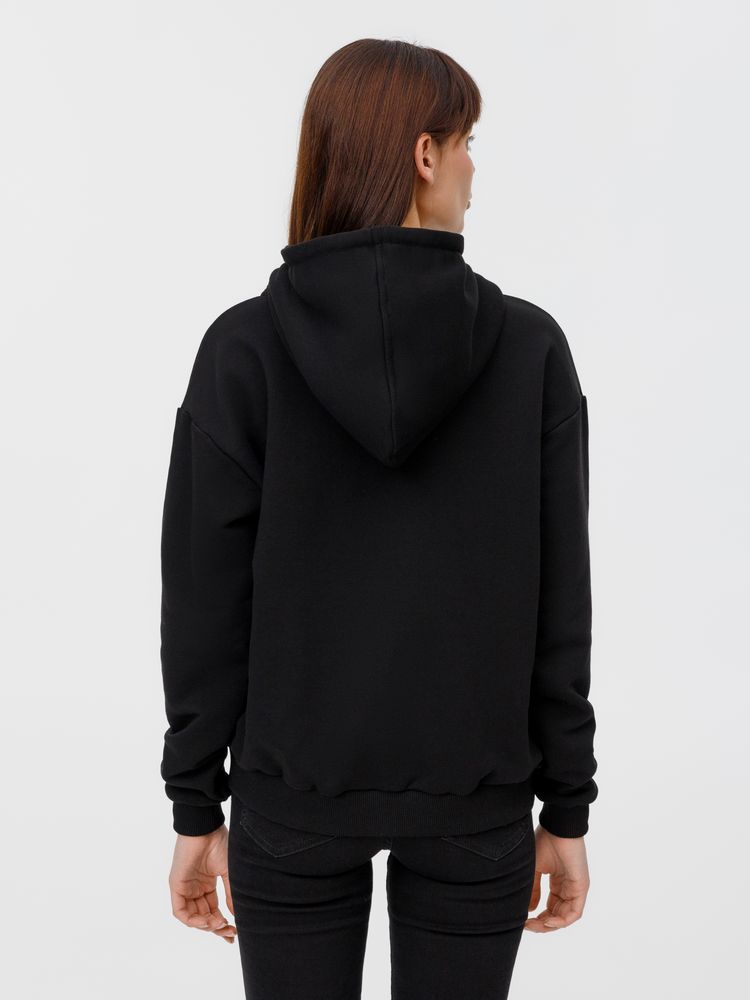 Толстовка унисекс оверсайз на молнии Zippy Terry, черная / Миниатюра модельного (1000)