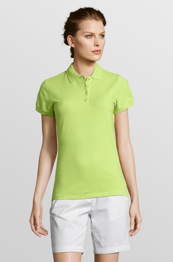 Рубашка поло женская People 210, зеленое яблоко / Миниатюра модельного (1000)