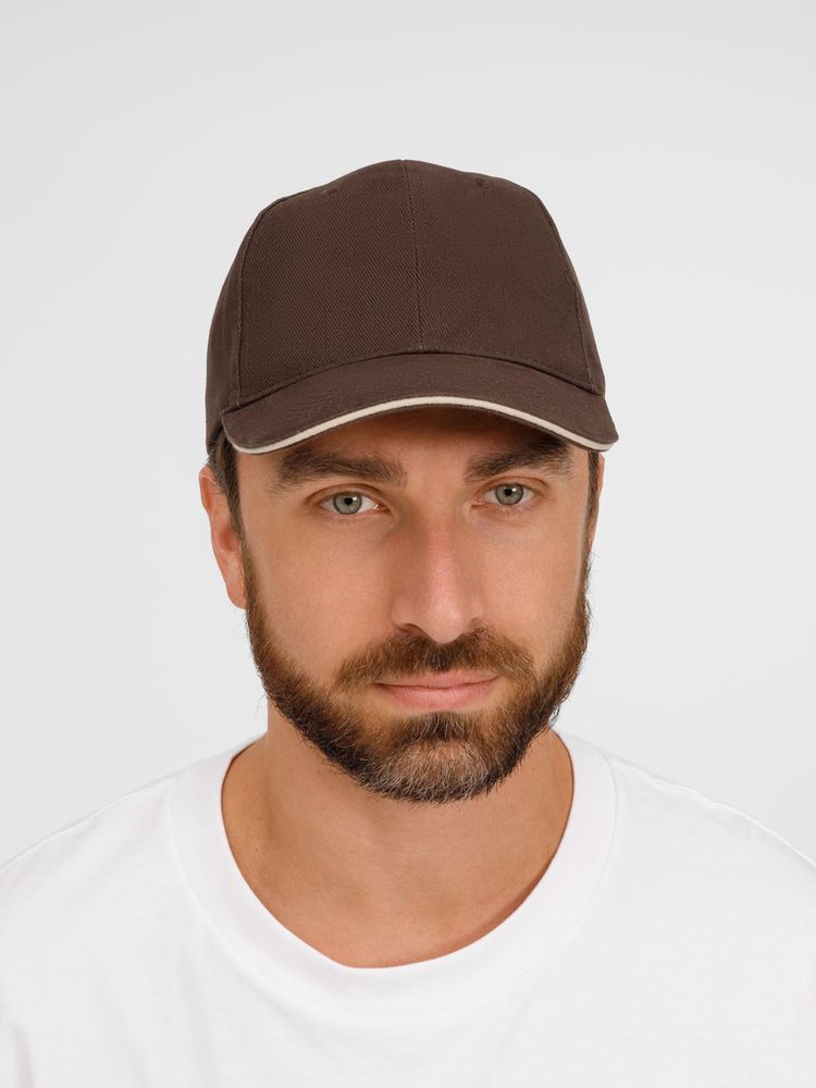 Бейсболка Buffalo, коричневая с бежевым / Миниатюра модельного (1000)