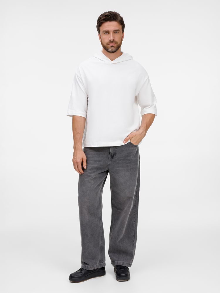 Футболка оверсайз унисекс с капюшоном Neofit, молочно-белая / Миниатюра модельного (1000)