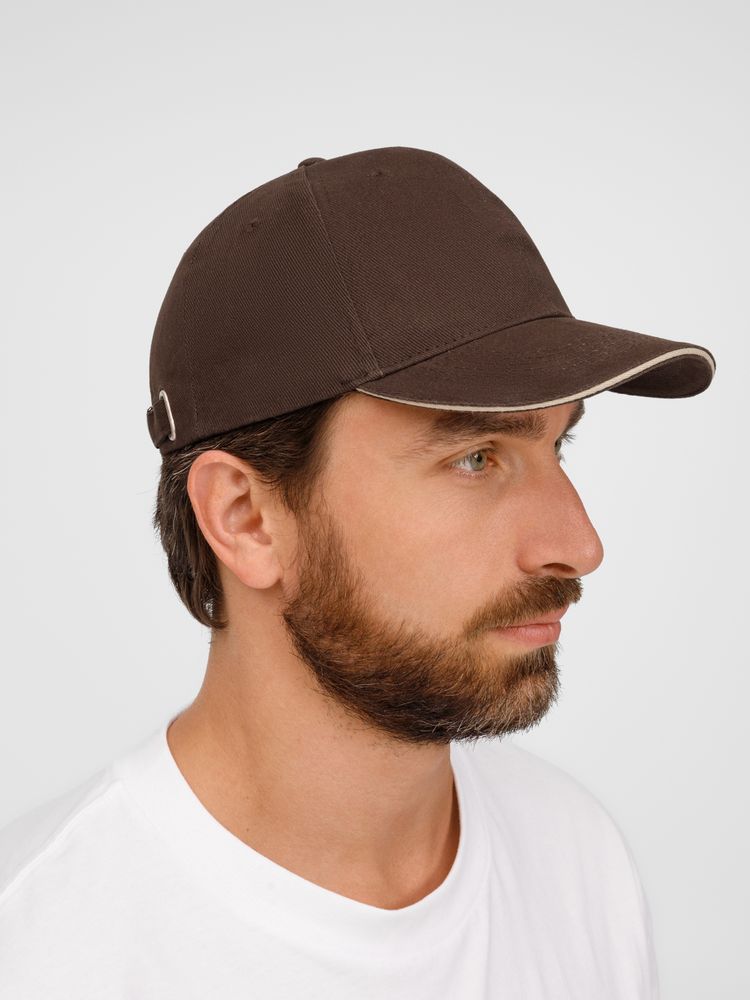 Бейсболка Buffalo, коричневая с бежевым / Миниатюра модельного (1000)