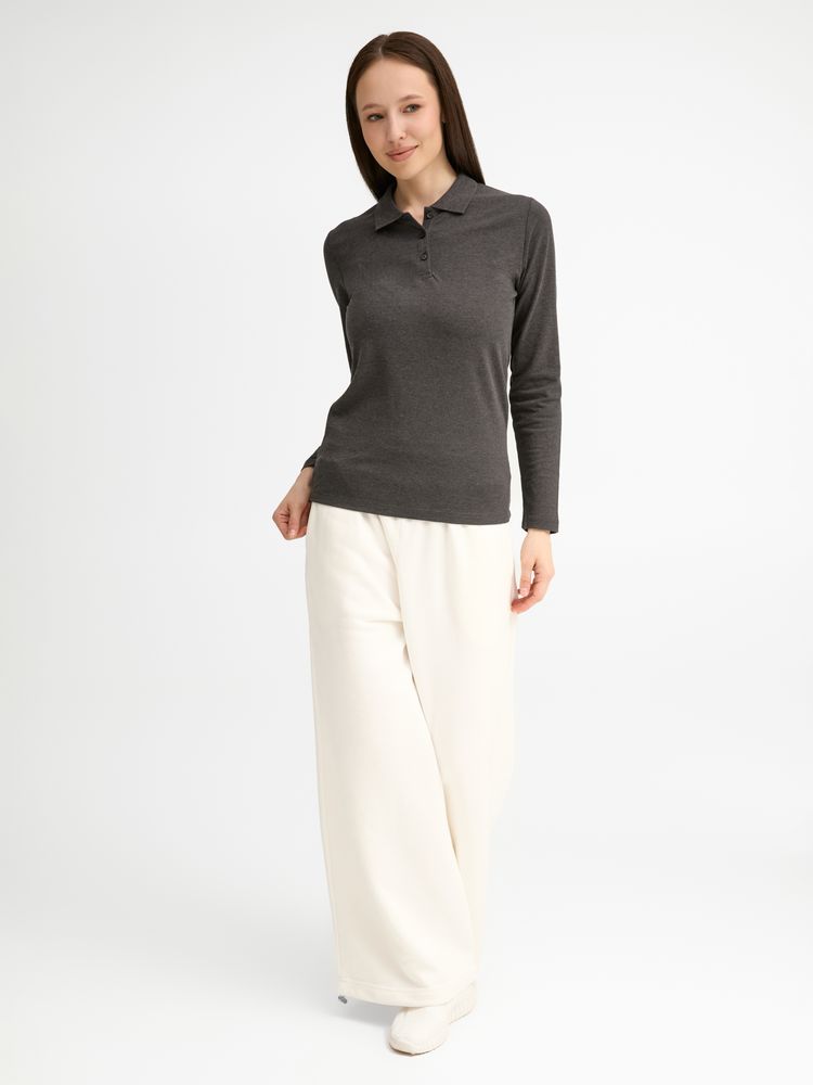 Рубашка поло женская с длинным рукавом Perfect LSL Women, черный меланж / Миниатюра модельного (1000)