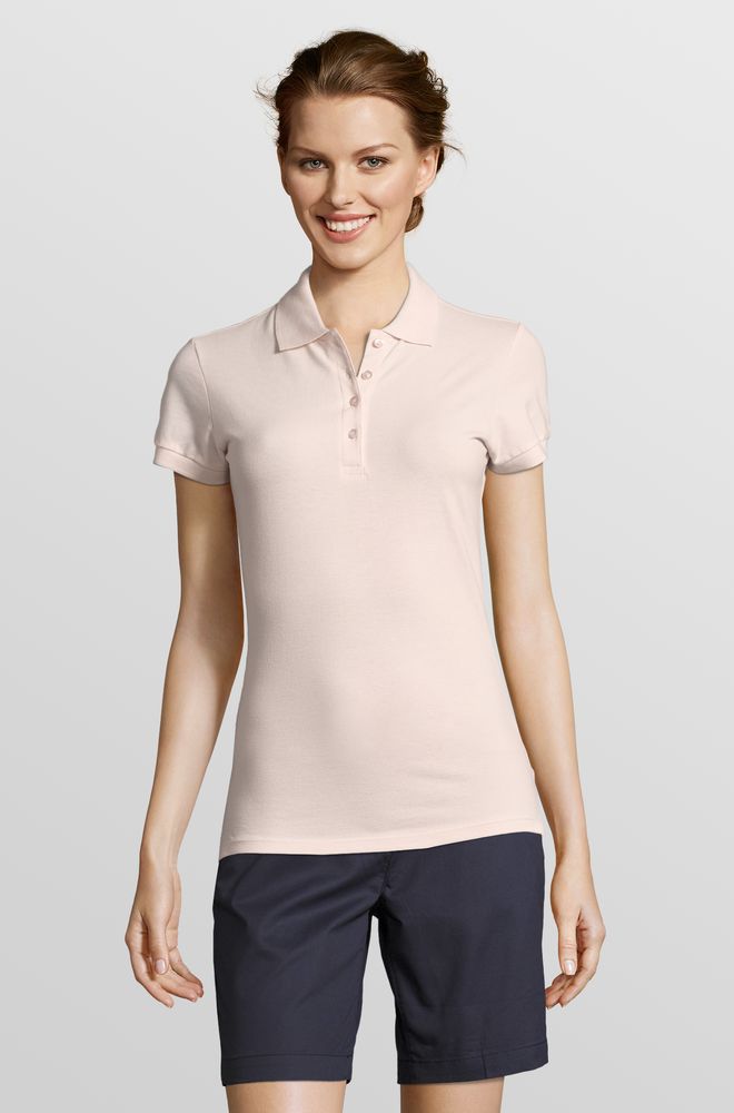 Рубашка поло женская People 210, нежно-розовая / Миниатюра модельного (1000)