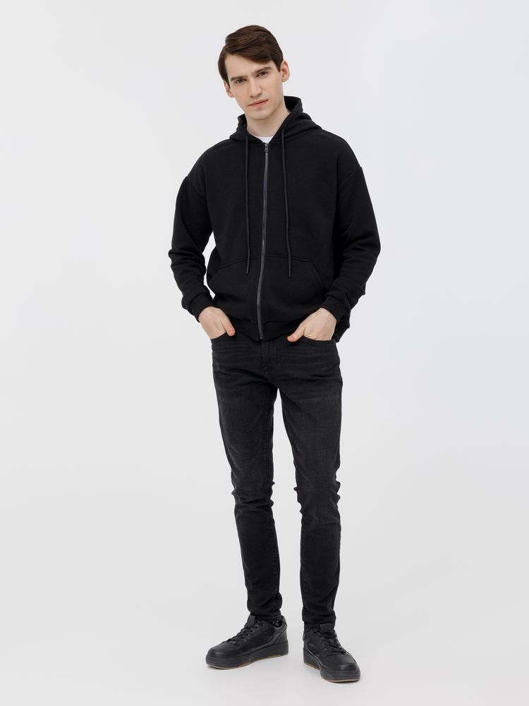 Толстовка унисекс оверсайз на молнии Zippy Terry, черная / Миниатюра модельного (1000)