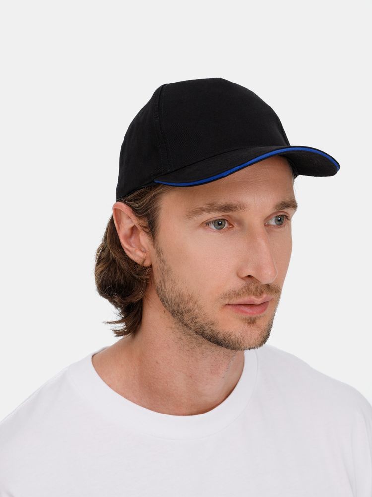 Бейсболка Long Beach, черная с ярко-синим / Миниатюра модельного (1000)