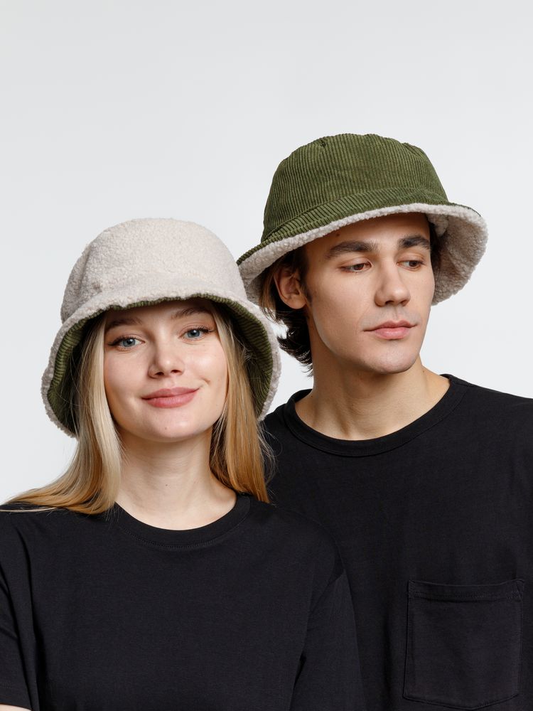 Панама Bucket двусторонняя, хаки с бежевым / Миниатюра модельного (1000)