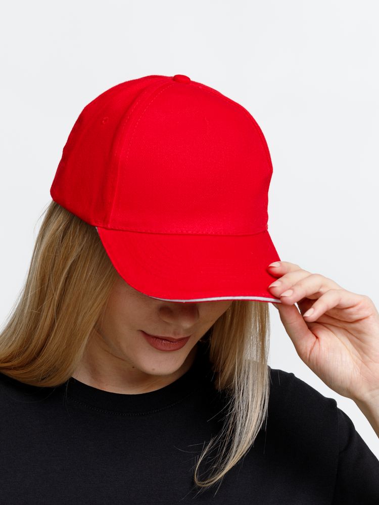 Бейсболка Long Beach, красная с белым / Миниатюра модельного (1000)