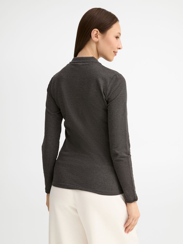 Рубашка поло женская с длинным рукавом Perfect LSL Women, черный меланж / Миниатюра модельного (1000)