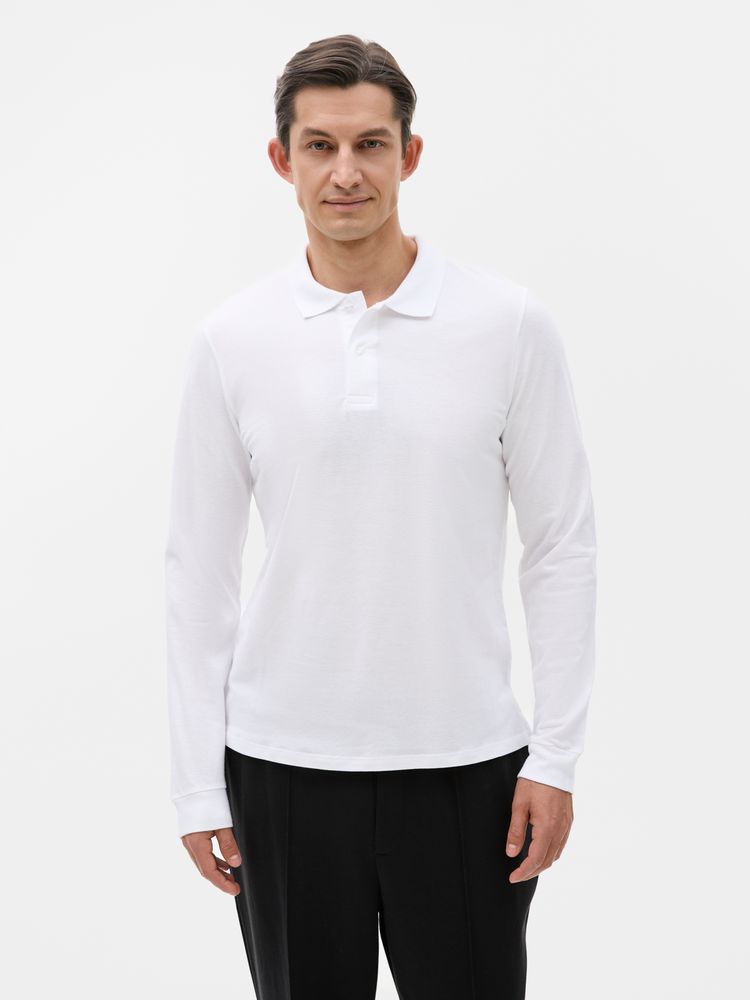 Рубашка поло мужская с длинным рукавом Perfect LSL Men, белая / Миниатюра модельного (1000)