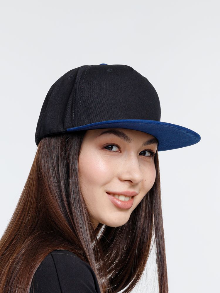 Бейсболка Foreside с прямым козырьком, черная с синим / Миниатюра модельного (1000)