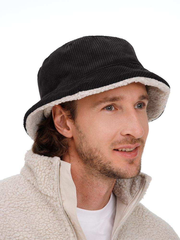 Панама Bucket двусторонняя, темно-серая с бежевым / Миниатюра модельного (1000)