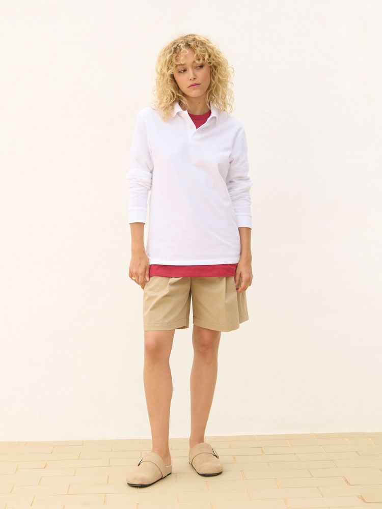 Рубашка поло унисекс с длинным рукавом Pacific LSL, белая / Миниатюра модельного (1000)