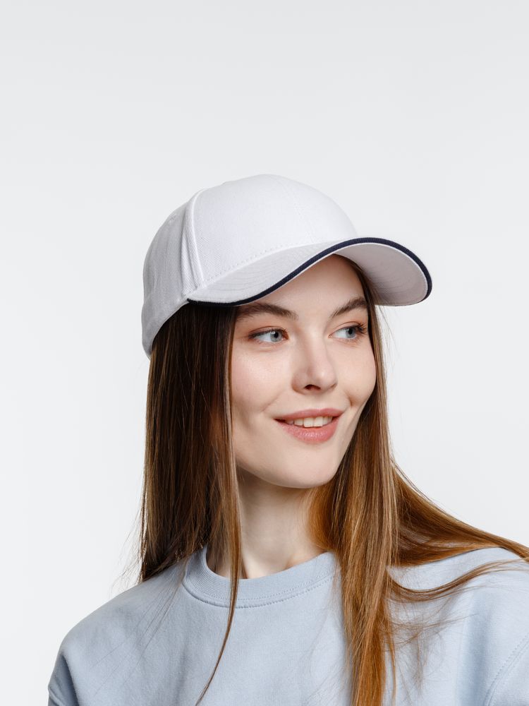 Бейсболка Spiker, белая с темно-синим / Миниатюра модельного (1000)