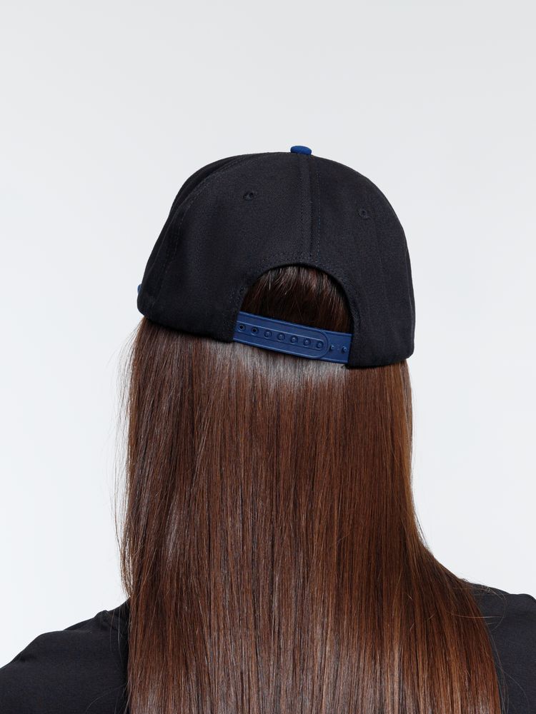 Бейсболка Foreside с прямым козырьком, черная с синим / Миниатюра модельного (1000)