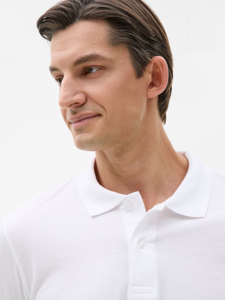 Рубашка поло мужская с длинным рукавом Perfect LSL Men, белая / Миниатюра модельного (1000)