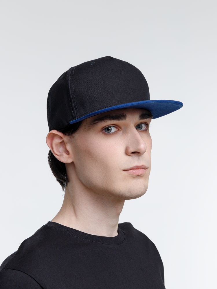 Бейсболка Foreside с прямым козырьком, черная с синим / Миниатюра модельного (1000)