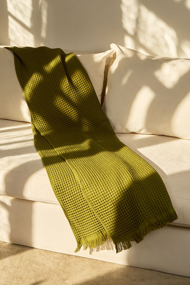 Плед вафельный Elenglect, зеленый / Миниатюра имиджевого (1000)