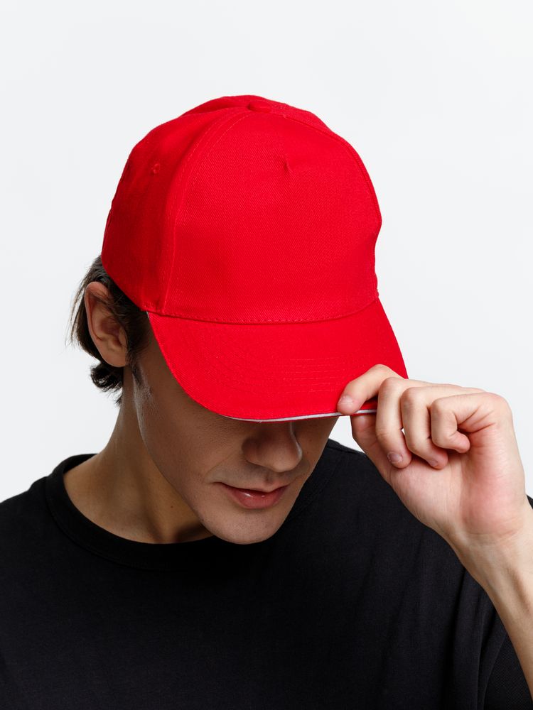 Бейсболка Long Beach, красная с белым / Миниатюра модельного (1000)