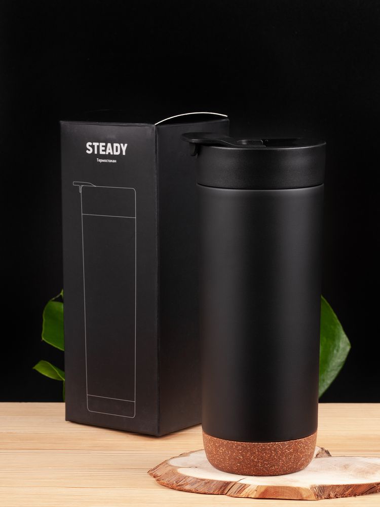 Термостакан Steady, черный / Миниатюра имиджевого (1000)