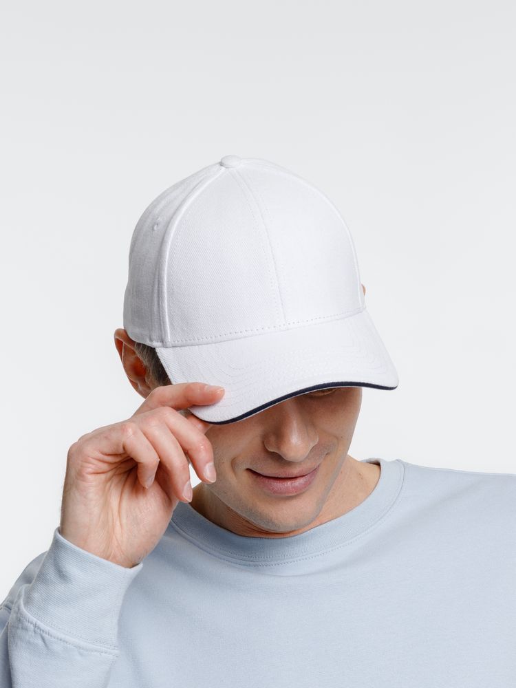 Бейсболка Spiker, белая с темно-синим / Миниатюра модельного (1000)