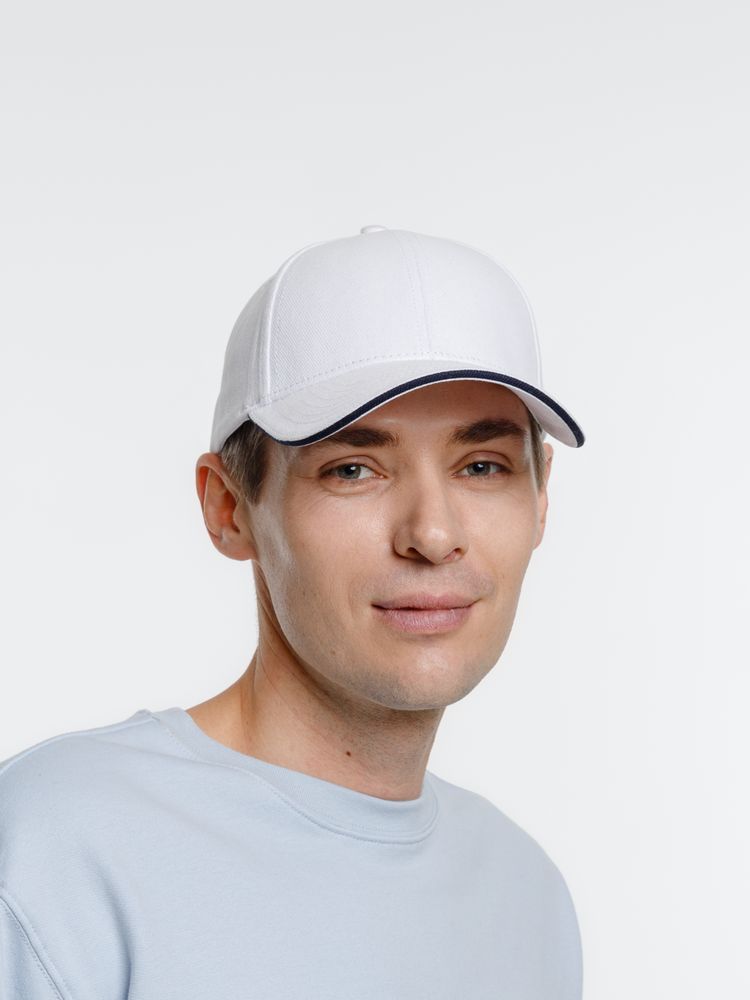 Бейсболка Spiker, белая с темно-синим / Миниатюра модельного (1000)