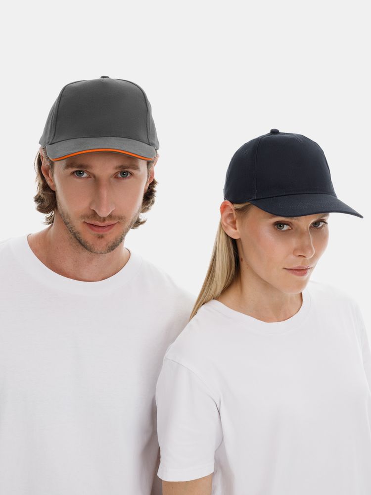 Бейсболка Long Beach, серая с оранжевым / Миниатюра модельного (1000)