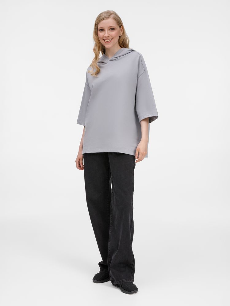 Футболка оверсайз унисекс с капюшоном Neofit, светло-серая / Миниатюра модельного (1000)