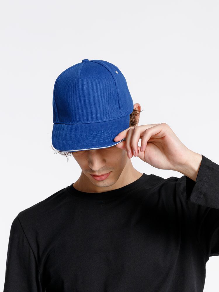 Бейсболка Classic, ярко-синяя с белым кантом / Миниатюра модельного (1000)