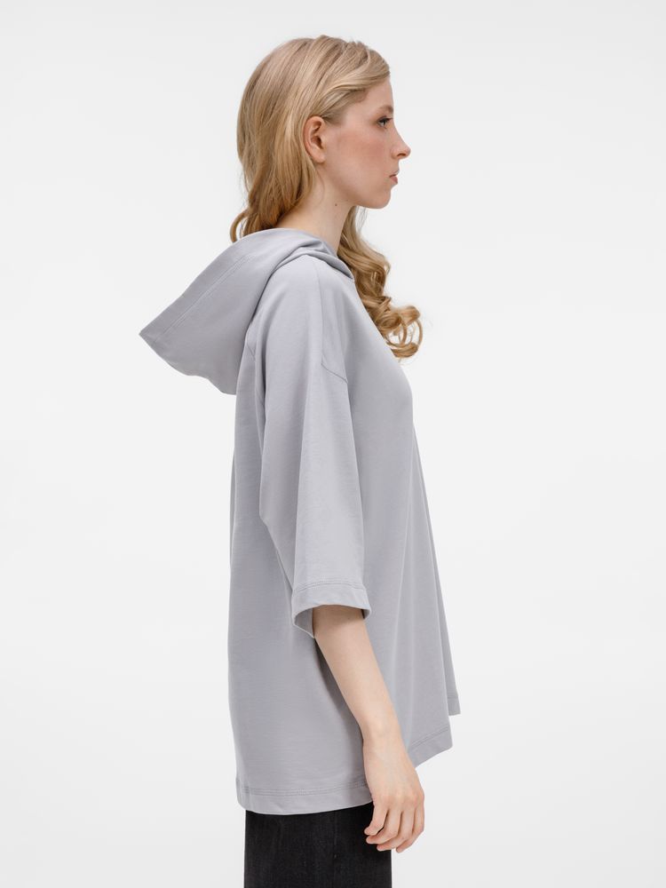Футболка оверсайз унисекс с капюшоном Neofit, светло-серая / Миниатюра модельного (1000)