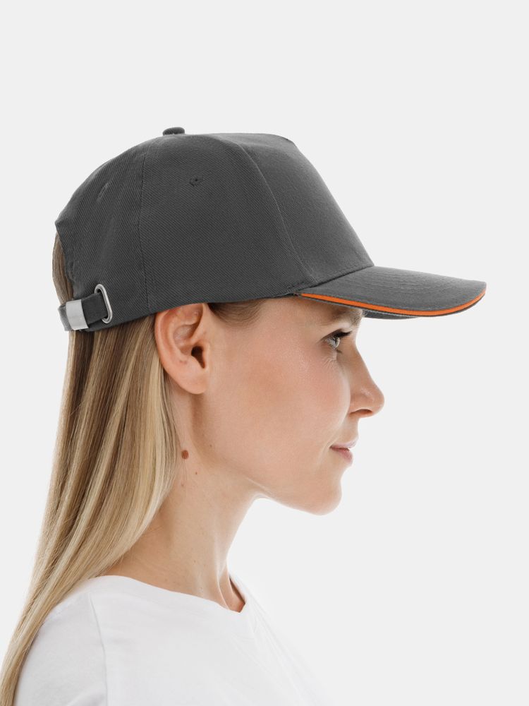 Бейсболка Long Beach, серая с оранжевым / Миниатюра модельного (1000)