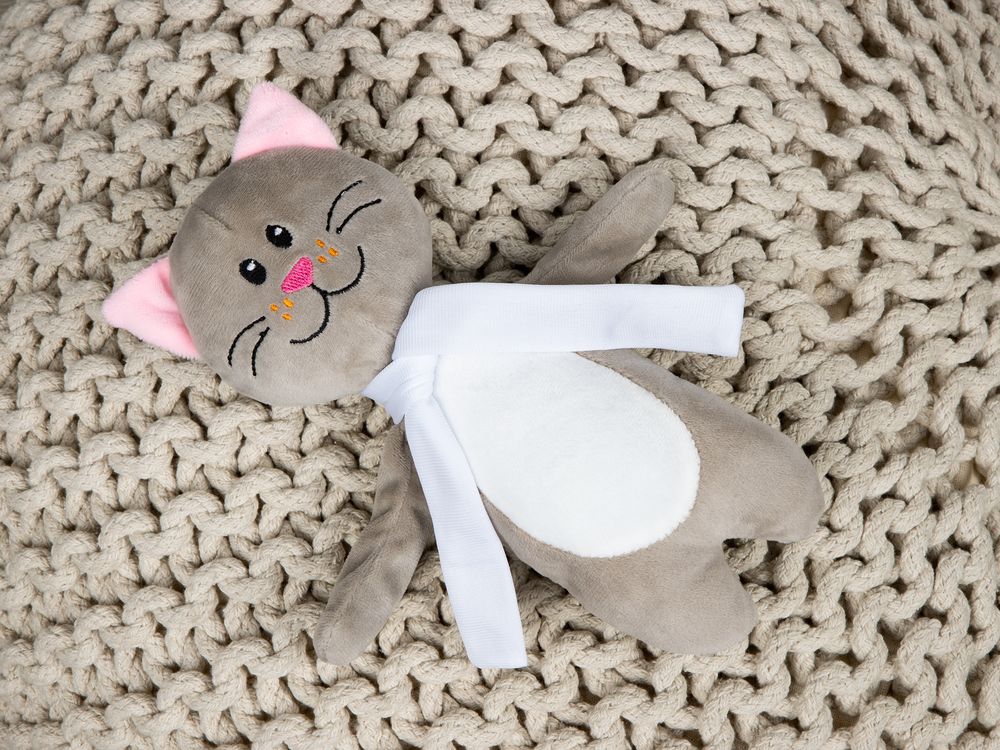 Мягкая игрушка Beastie Toys, котик с белым шарфом / Миниатюра имиджевого (1000)