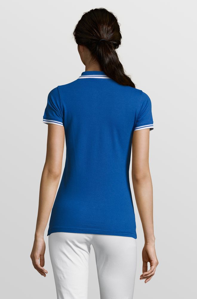 Рубашка поло женская Pasadena Women 200 с контрастной отделкой, ярко-синяя с белым / Миниатюра модельного (1000)